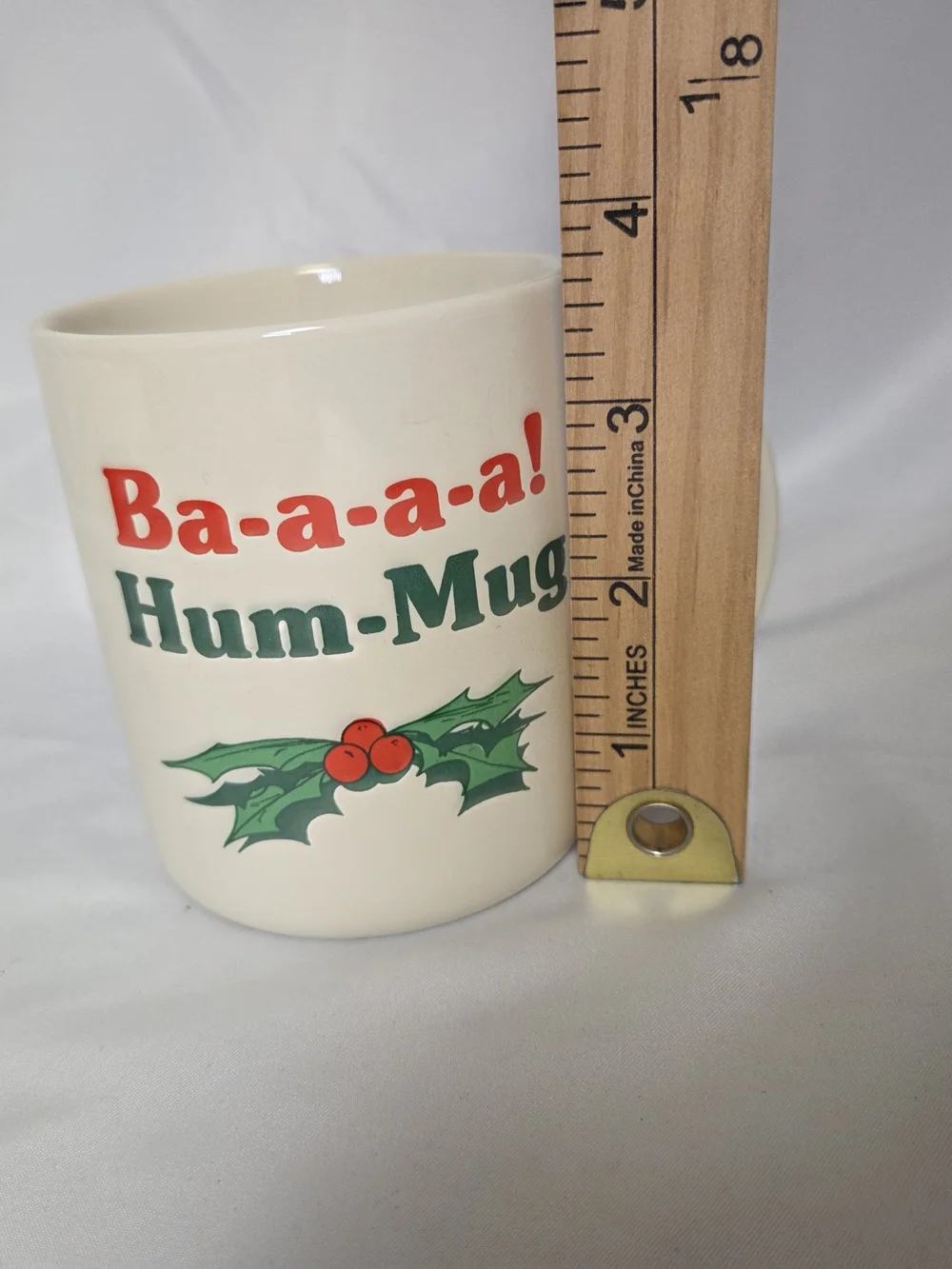 Ba-a-a-a! Hum-Mug Holiday Ceramic Coffee Mug - Cream with Red & Green